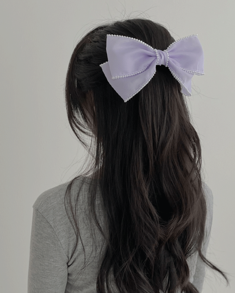 pearl ribbon hair-clip