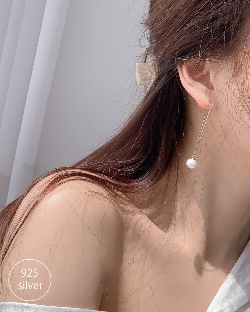 line pearl earring (silver925)