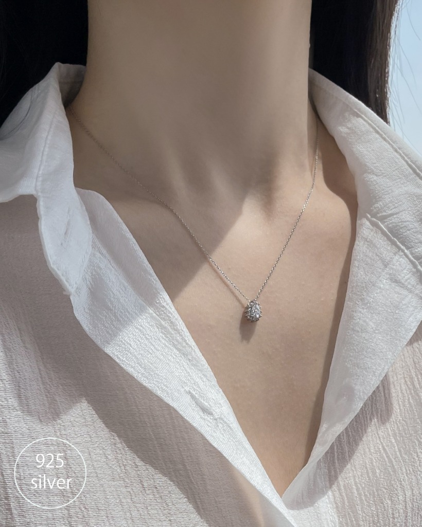 water drop cubic necklace (silver925)